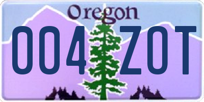 OR license plate 004ZOT