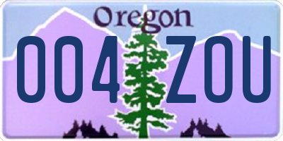 OR license plate 004ZOU