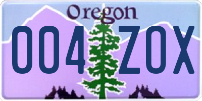 OR license plate 004ZOX