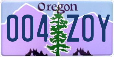 OR license plate 004ZOY