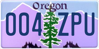 OR license plate 004ZPU