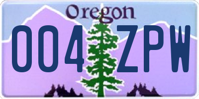 OR license plate 004ZPW