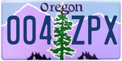 OR license plate 004ZPX