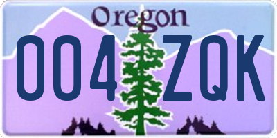 OR license plate 004ZQK