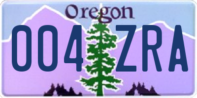 OR license plate 004ZRA