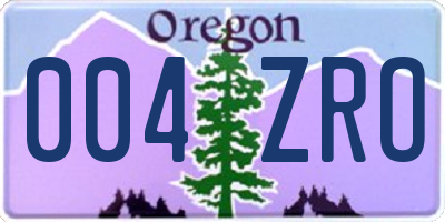 OR license plate 004ZRO