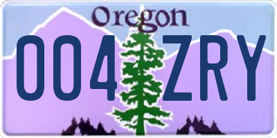 OR license plate 004ZRY