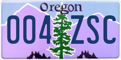 OR license plate 004ZSC