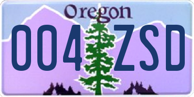 OR license plate 004ZSD
