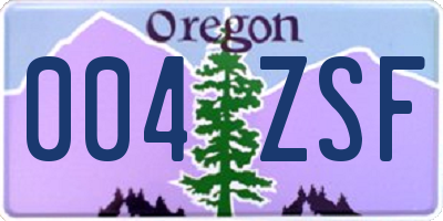 OR license plate 004ZSF