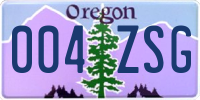 OR license plate 004ZSG