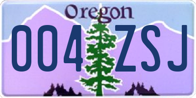 OR license plate 004ZSJ