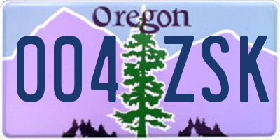 OR license plate 004ZSK