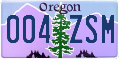 OR license plate 004ZSM