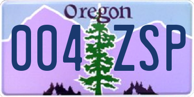 OR license plate 004ZSP