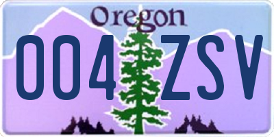 OR license plate 004ZSV
