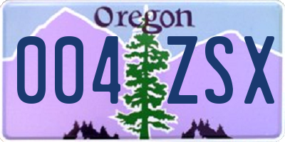 OR license plate 004ZSX