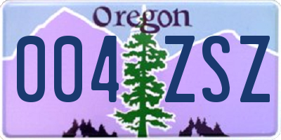 OR license plate 004ZSZ