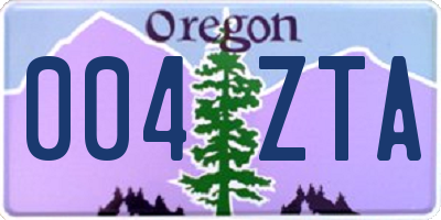 OR license plate 004ZTA