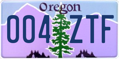 OR license plate 004ZTF