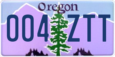 OR license plate 004ZTT