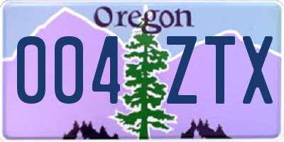 OR license plate 004ZTX