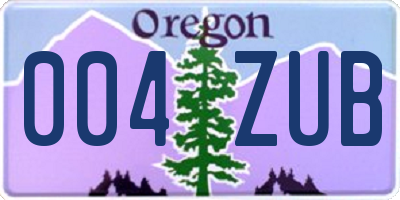 OR license plate 004ZUB