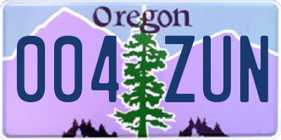OR license plate 004ZUN