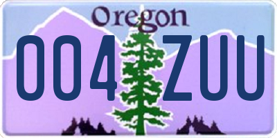 OR license plate 004ZUU