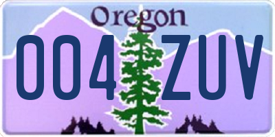 OR license plate 004ZUV