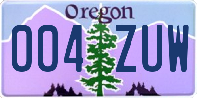 OR license plate 004ZUW