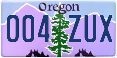 OR license plate 004ZUX