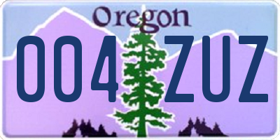 OR license plate 004ZUZ