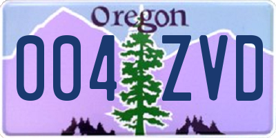 OR license plate 004ZVD