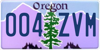 OR license plate 004ZVM