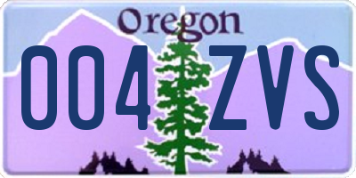 OR license plate 004ZVS