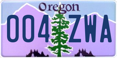OR license plate 004ZWA