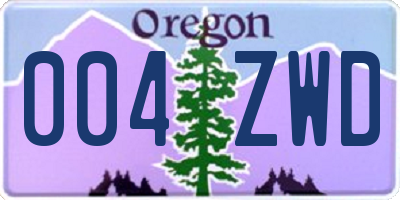 OR license plate 004ZWD