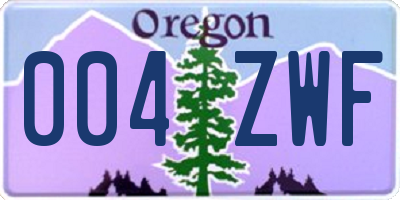 OR license plate 004ZWF