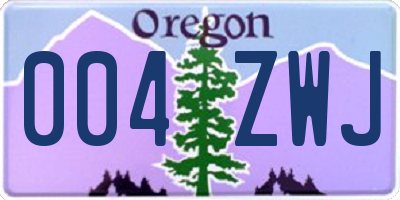 OR license plate 004ZWJ