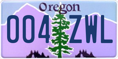 OR license plate 004ZWL