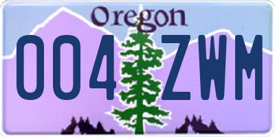 OR license plate 004ZWM