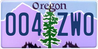 OR license plate 004ZWO
