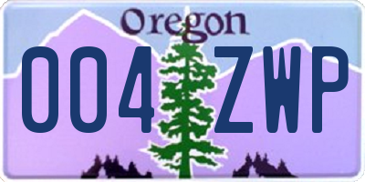 OR license plate 004ZWP