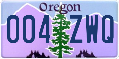 OR license plate 004ZWQ