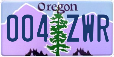 OR license plate 004ZWR