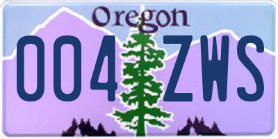 OR license plate 004ZWS