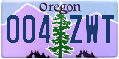 OR license plate 004ZWT