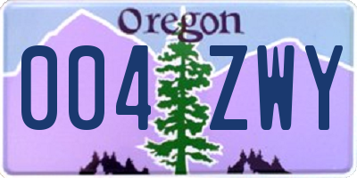 OR license plate 004ZWY