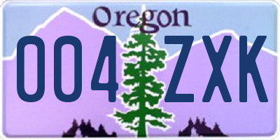 OR license plate 004ZXK